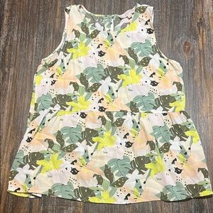 LOFT Multicolor Leaf Print Sleeveless Top